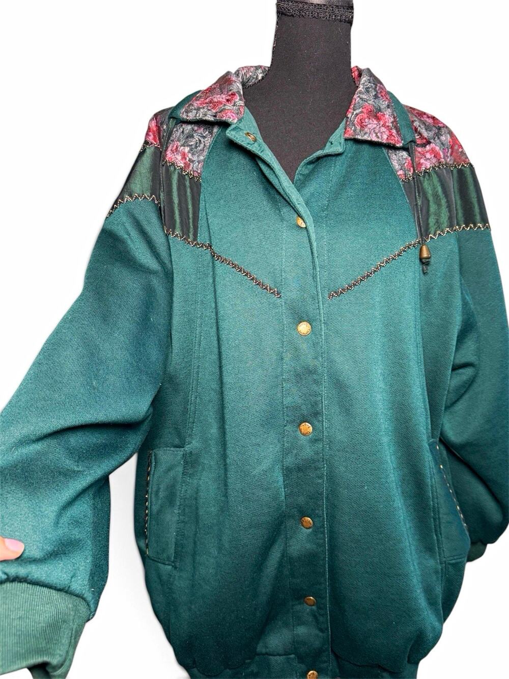 Vintage 80s Current Seen Reversible Western Fleece Floral Windbreaker Jacket